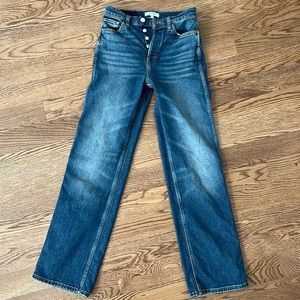 RE/DONE 90s high rise loose fit jean in distressed